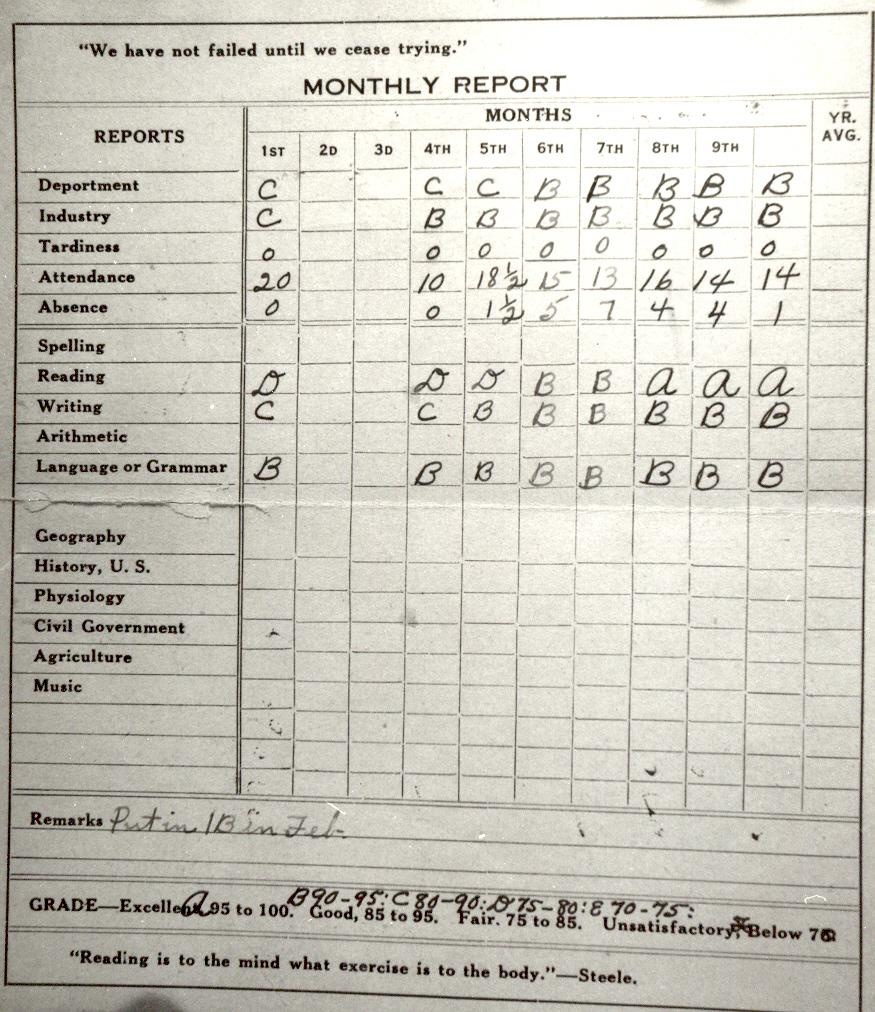 Report Cards Came on Paper