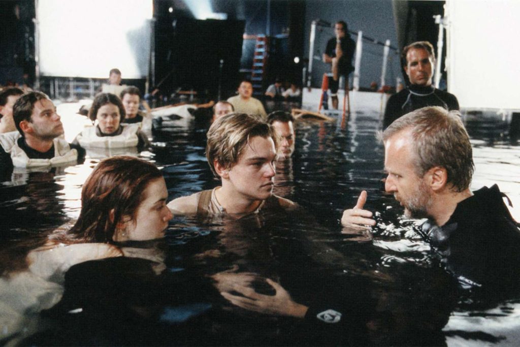 4. Titanic (1997) – James Cameron Floating in the Water Tank