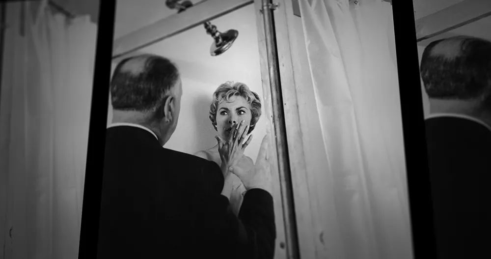 8. Psycho (1960) – Hitchcock Talking to Janet Leigh in the Shower Set