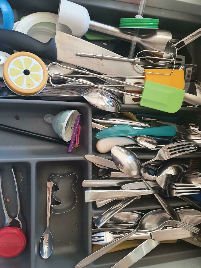 He Dumped the Clean Cutlery Into the Drawer