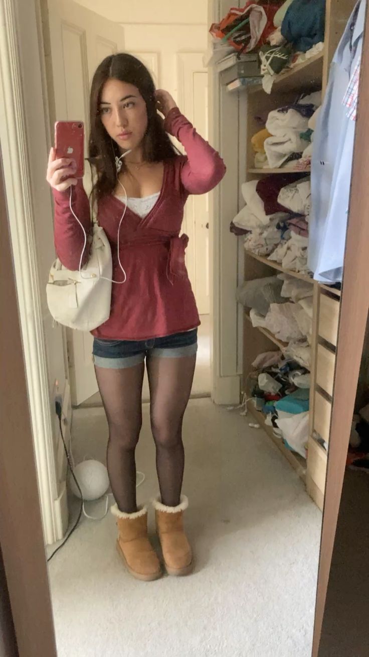 Sheer Tights Under Denim Shorts Is a Callback